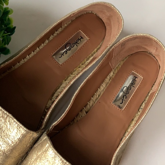 Halogen Gold Leather Espadrille Flats Size 8.5 - Picture 3 of 11